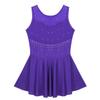 ACSUSS Kids Girls Rhinestones Halter Mock Neck Ballet Tutu Dress Leotard Figure Ice Skating Dress Ballroom Dance Costume Tank Top Violet 8 Years view 4