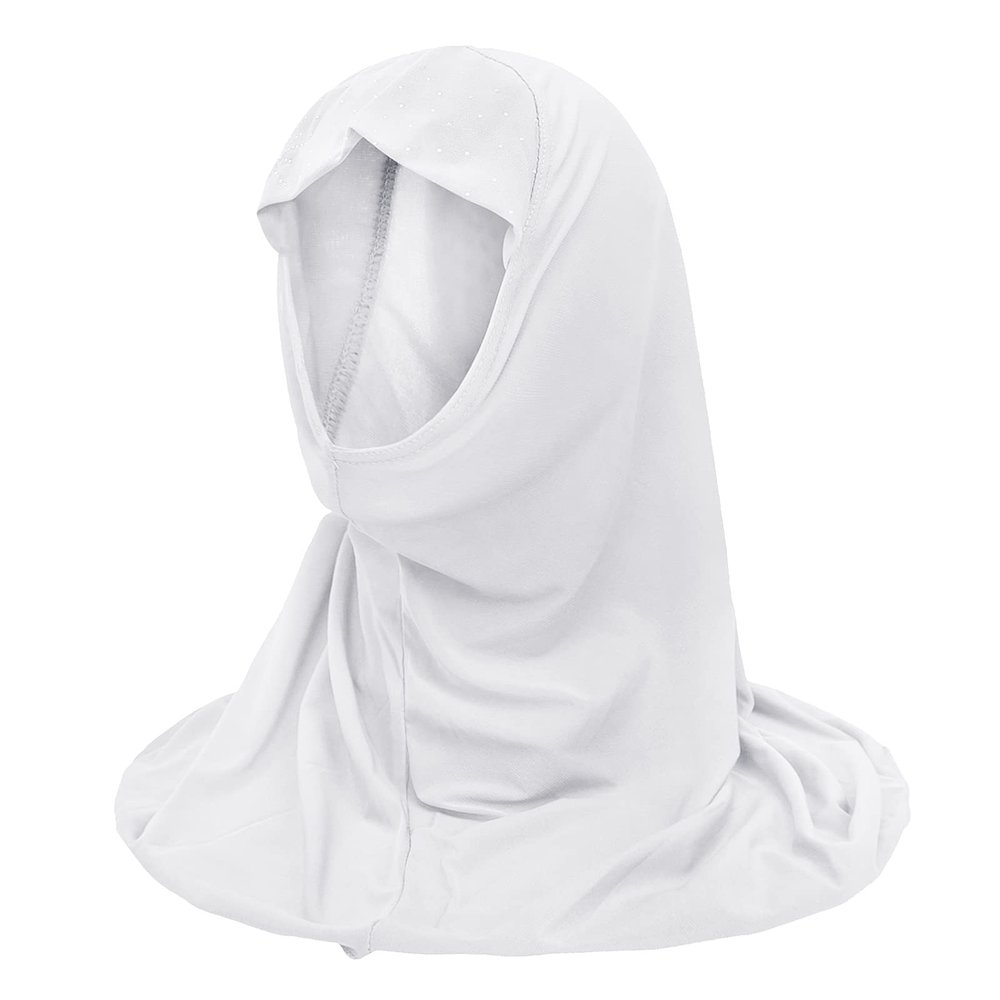 Ylucky Girls Muslim Hijab Floral Lace Head Scarf Kids Islamic Arab Scarf Shawls Head Wrap with Flowers (white (with rhinestone))