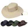 Unisex Mesh Solid Sun Wide Brim Hat Panama Fedora Hat Drawstring Foldable Lightweight Fishing Hat Outdoor Breathable Classic Retro Adjustable Travel Mountaineering Navy One Size view 4