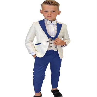Boys Formal Suit Wedding Tuxedo 3 Pieces Jacket Pants Vest Kids Party Blazer,Boys' Suits Royal