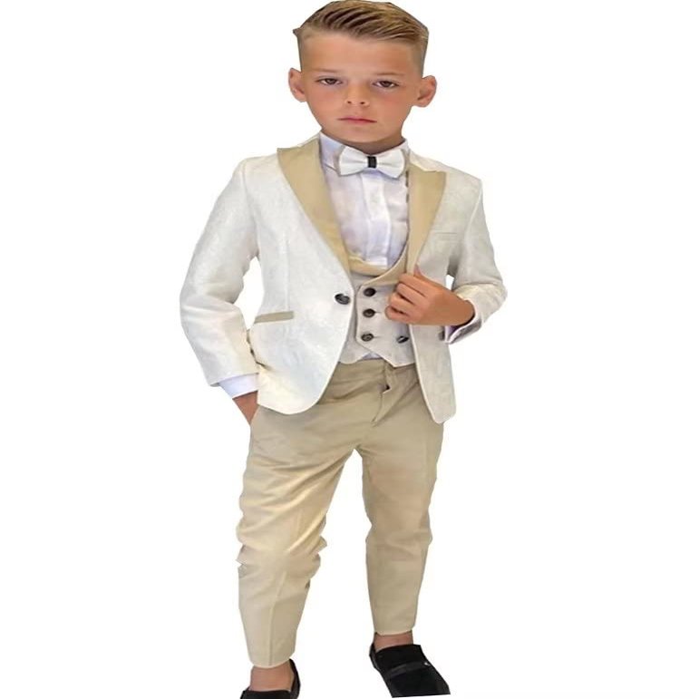 Boys Formal Suit Wedding Tuxedo 3 Pieces Jacket Pants Vest Kids Party Blazer,Boys' Suits Champagne