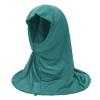 Ylucky Girls Muslim Hijab Floral Lace Head Scarf Kids Islamic Arab Scarf Shawls Head Wrap with Flowers (blue-green (with rhinestone)) view 2