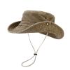 Unisex Washed Denim Distressed Classic Bucket Hat Boonie Hat Wide Brim Sun Hat UV Protection Adjustable Chin Strap Fishing Hat Foldable Breathable Outdoor Hiking Black One Size view 3