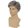 Kaneles Mens Grey Short Wig Synthetic Replacement Costume Halloween Soft Layered Natural Hair Male Wigs (Gray) view 3