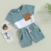 YINGISFITM Baby Boy Shorts Set Short Sleeve Tshirt Top Shorts Pants Cute Boy Summer Outfit Toddler Infant Clothes (block blue,4-5T) view 3