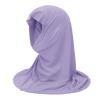 Ylucky Girls Muslim Hijab Floral Lace Head Scarf Kids Islamic Arab Scarf Shawls Head Wrap with Flowers (purple (with rhinestone)) view 3