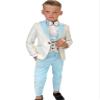Boys Formal Suit Wedding Tuxedo 3 Pieces Jacket Pants Vest Kids Party Blazer,Boys' Suits Blue view 1