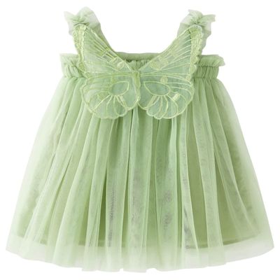 AGQT Baby Girls Tutu Dress Sleeveless Toddler Butterfly Back Tulle Tutu Dresses Birthday Party Gowns Wedding Layered Lace Holiday Mini Dress Fruit Green Size 2-3T