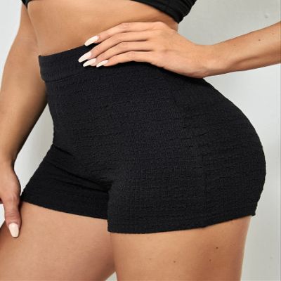 AMDMG Shorts for Women Shorts Women's Shorts Textured Solid Shorts Shorts (Color : Black, Size : X-Small)