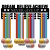 CREATCABIN Medal Holder Display Hanger Rack Sports Dream Believe Achieve Never Give Up Metal Iron Wall Mount for Race Runner Players Gymnastics Swimming Running Over 60 Medals Black 15.7 x 4.7 Inch view 1