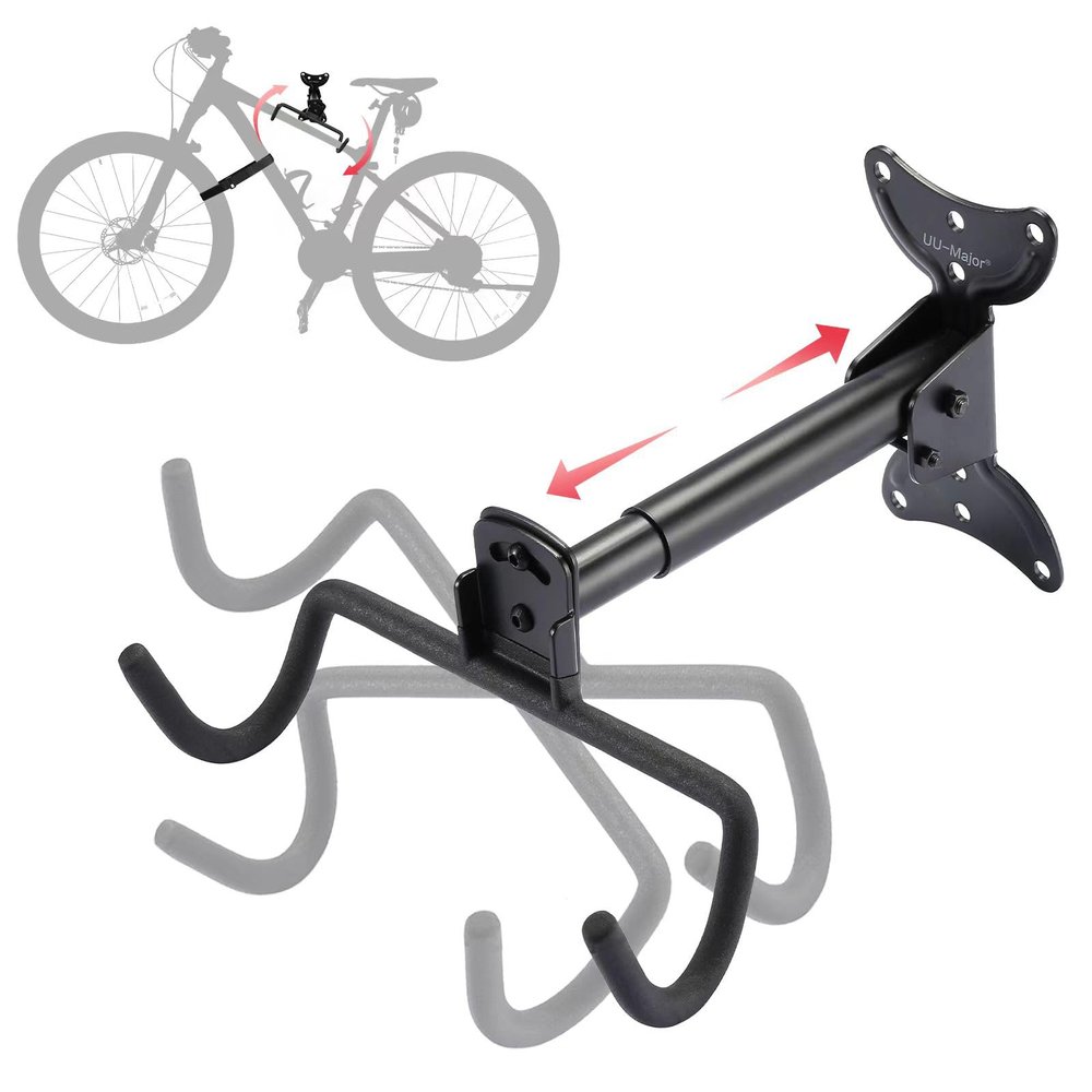 UU-Major Bike Wall Mount,Heavy Duty Bike Hanger, Mounted Bike Hook for Garage Wall,Horizontal Bike Rack for MTB,Road And Hybrid Bikes Storage,Thicker Metal With Rubber Coating.(Adjustable*1Pack)