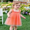 AGQT Baby Girls Tulle Tutu Dress Sleeveless Infant Butterfly Back Tutu Dresses Birthday Party Holiday Wedding Layered Lace Mini Layers Dress Orange Size 6-12 Months view 2