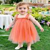 AGQT Baby Girls Tulle Tutu Dress Sleeveless Infant Butterfly Back Tutu Dresses Birthday Party Holiday Wedding Layered Lace Mini Layers Dress Orange Size 6-12 Months view 4
