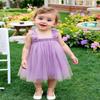 AGQT Baby Girls Tutu Dress Sleeveless Toddler Butterfly Back Tulle Tutu Dresses Birthday Party Gowns Wedding Layered Lace Holiday Mini Dress Purple Size 2-3T view 2