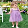 AGQT Baby Girls Tutu Dress Sleeveless Toddler Butterfly Back Tulle Tutu Dresses Birthday Party Gowns Wedding Layered Lace Holiday Mini Dress Purple Size 2-3T view 3