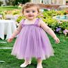AGQT Baby Girls Tutu Dress Sleeveless Toddler Butterfly Back Tulle Tutu Dresses Birthday Party Gowns Wedding Layered Lace Holiday Mini Dress Purple Size 2-3T view 4