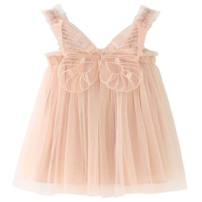 AGQT Baby Girls Tulle Tutu Dress Sleeveless Toddler Butterfly Back Tutu Dresses Birthday Party Gowns Wedding Layered Lace Holiday Mini Dress Apricotle Size 18-24 Months