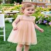 AGQT Baby Girls Tulle Tutu Dress Sleeveless Toddler Butterfly Back Tutu Dresses Birthday Party Gowns Wedding Layered Lace Holiday Mini Dress Apricotle Size 18-24 Months view 3
