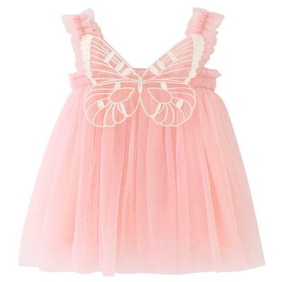 AGQT Baby Girls Tulle Tutu Dress Sleeveless Toddler Butterfly Back Tutu Dresses Birthday Party Gowns Wedding Layered Lace Holiday Mini Dress Light Pink Size 18-24 Months