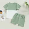 YINGISFITM Baby Boy Shorts Set Short Sleeve Tshirt Top Shorts Pants Cute Boy Summer Outfit Toddler Infant Clothes (block green,4-5T) view 2