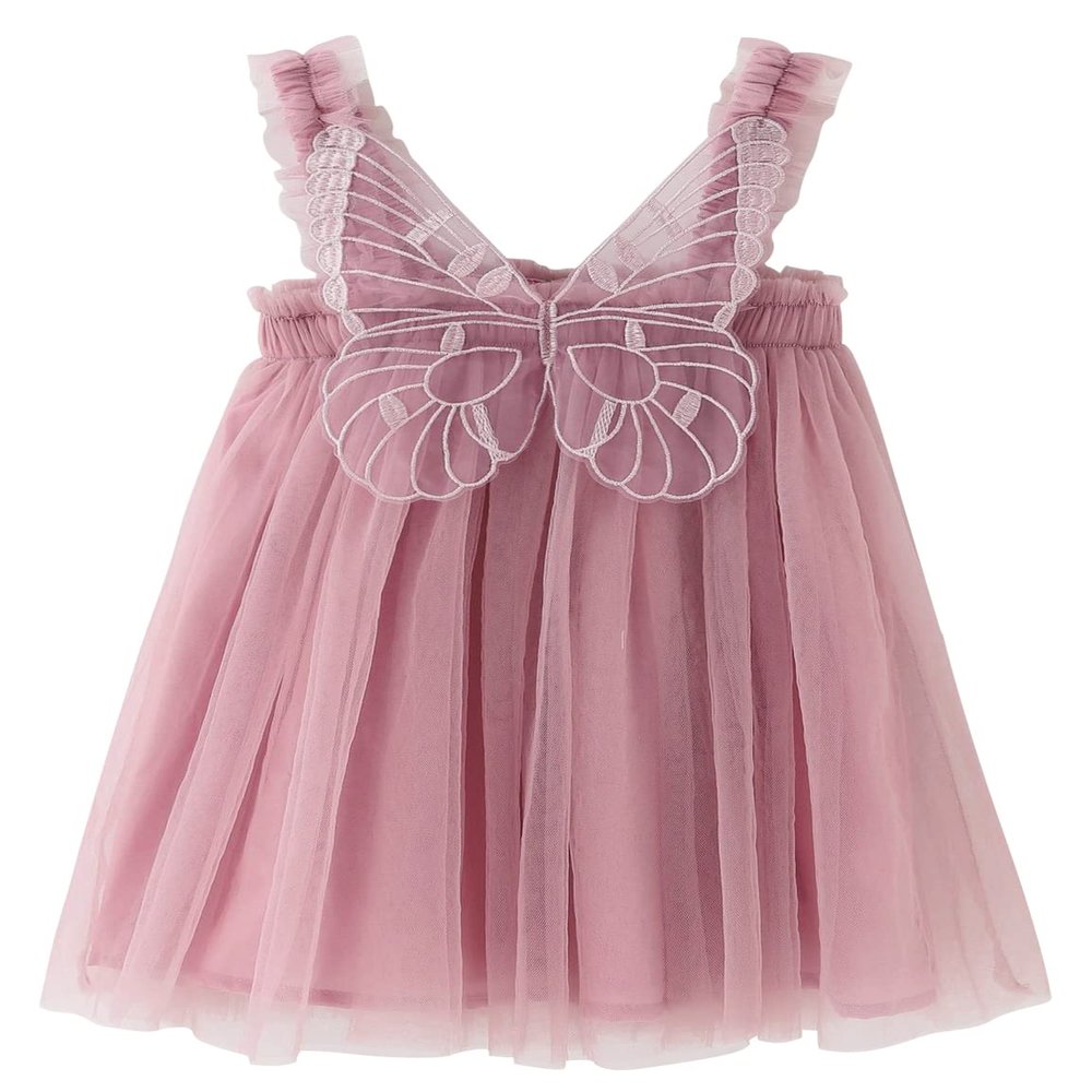 AGQT Baby Girls Tutu Dress Sleeveless Toddler Butterfly Back Flower Girls Tulle Tutu Dresses Birthday Party Gowns Wedding Layered Lace Holiday Mini Dress Dark Pink Size 3-4T