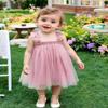 AGQT Baby Girls Tutu Dress Sleeveless Toddler Butterfly Back Flower Girls Tulle Tutu Dresses Birthday Party Gowns Wedding Layered Lace Holiday Mini Dress Dark Pink Size 3-4T view 2