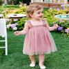 AGQT Baby Girls Tutu Dress Sleeveless Toddler Butterfly Back Flower Girls Tulle Tutu Dresses Birthday Party Gowns Wedding Layered Lace Holiday Mini Dress Dark Pink Size 3-4T view 3