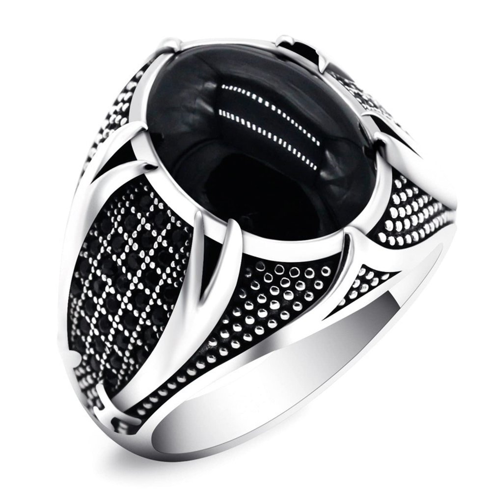 Ring for Men Vintage Black Red Zircon Rings Jewelry,6,8
