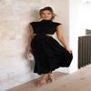 2023 Cutout Waist Pocketed Vacation Midi Dress, Womens Summer Dresses Casual Summer Outfits for Women 2023 Vacation (as1, Alpha, l, Regular, Regular, Black) view 3