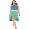 FEESHOW Women's Asymmetrical Praise Dance Tunic Sleeveless Color Block Liturgical Worship Dance Dress 6977#Green&Blue Large view 2