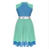 FEESHOW Women's Asymmetrical Praise Dance Tunic Sleeveless Color Block Liturgical Worship Dance Dress 6977#Green&Blue Large view 3