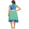 FEESHOW Women's Asymmetrical Praise Dance Tunic Sleeveless Color Block Liturgical Worship Dance Dress 6977#Green&Blue Large view 4