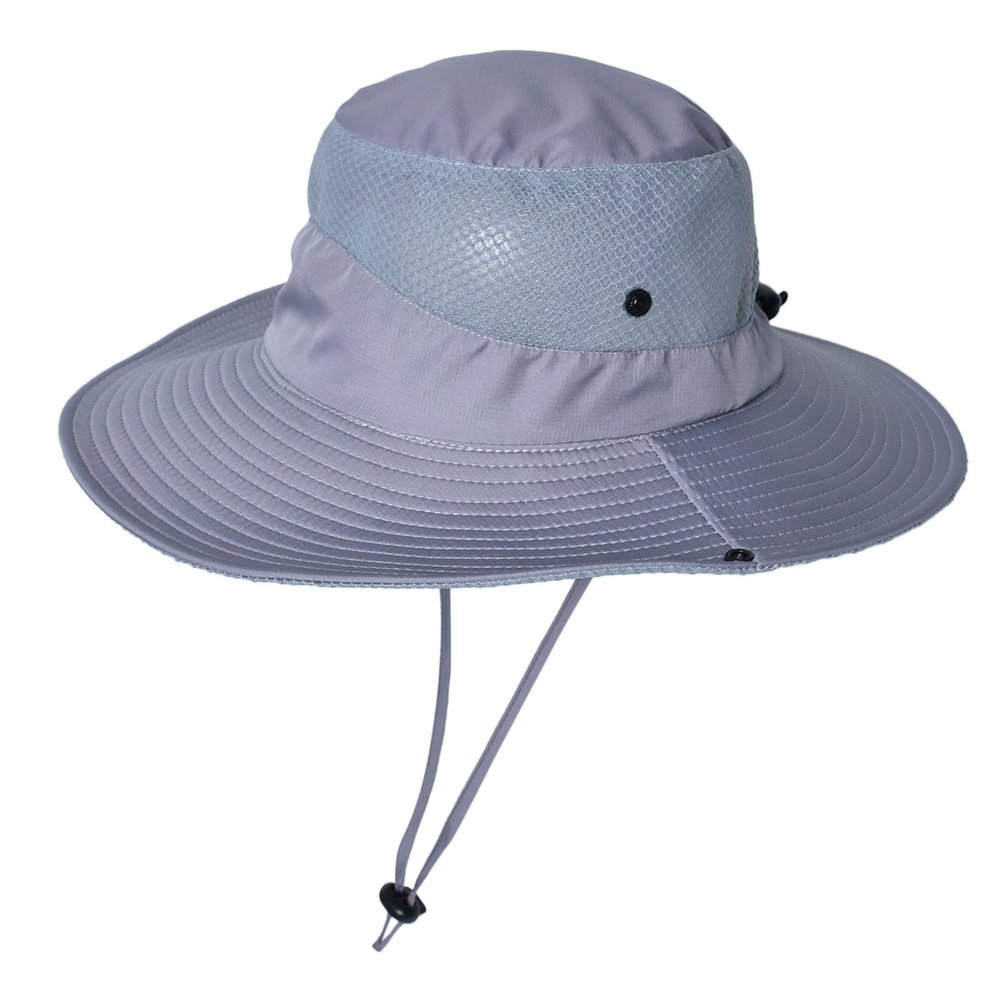 Men Women Mesh Breathable Bucket Hat Wide Brim Solid Colors Fisherman Cap Hiking Fishing Sun Hats with Lanyard (C, One Size)