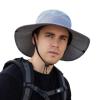 Men Women Mesh Breathable Bucket Hat Wide Brim Solid Colors Fisherman Cap Hiking Fishing Sun Hats with Lanyard (C, One Size) view 2