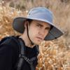 Men Women Mesh Breathable Bucket Hat Wide Brim Solid Colors Fisherman Cap Hiking Fishing Sun Hats with Lanyard (C, One Size) view 4