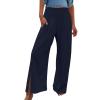 XUNRYAN Women's Cotton Linen Wide Leg Pants Summer Casual High Waisted Boho Palazzo Pants Baggy Lounge Trousers w Pockets view 1