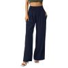 XUNRYAN Women's Cotton Linen Wide Leg Pants Summer Casual High Waisted Boho Palazzo Pants Baggy Lounge Trousers w Pockets view 2