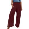 XUNRYAN Women's Cotton Linen Wide Leg Pants Summer Casual High Waisted Boho Palazzo Pants Baggy Lounge Trousers w Pockets view 1