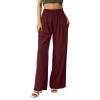 XUNRYAN Women's Cotton Linen Wide Leg Pants Summer Casual High Waisted Boho Palazzo Pants Baggy Lounge Trousers w Pockets view 2