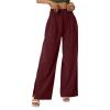 XUNRYAN Women's Cotton Linen Wide Leg Pants Summer Casual High Waisted Boho Palazzo Pants Baggy Lounge Trousers w Pockets view 3