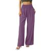 XUNRYAN Women's Cotton Linen Wide Leg Pants Summer Casual High Waisted Boho Palazzo Pants Baggy Lounge Trousers w Pockets view 2