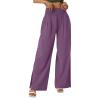 XUNRYAN Women's Cotton Linen Wide Leg Pants Summer Casual High Waisted Boho Palazzo Pants Baggy Lounge Trousers w Pockets view 3