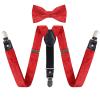 Alizeal Boys Adjustable Floral Paisley Pre-tied Bow Tie and Elastic Y Shape 3 Clips Suspenders Set, Red view 1