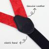 Alizeal Boys Adjustable Floral Paisley Pre-tied Bow Tie and Elastic Y Shape 3 Clips Suspenders Set, Red view 3