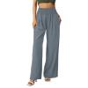 XUNRYAN Women's Cotton Linen Wide Leg Pants Summer Casual High Waisted Boho Palazzo Pants Baggy Lounge Trousers w Pockets view 2