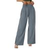 XUNRYAN Women's Cotton Linen Wide Leg Pants Summer Casual High Waisted Boho Palazzo Pants Baggy Lounge Trousers w Pockets view 3