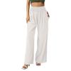 XUNRYAN Women's Cotton Linen Wide Leg Pants Summer Casual High Waisted Boho Palazzo Pants Baggy Lounge Trousers w Pockets view 2