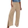 XUNRYAN Women's Cotton Linen Wide Leg Pants Summer Casual High Waisted Boho Palazzo Pants Baggy Lounge Trousers w Pockets view 1