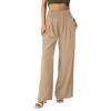 XUNRYAN Women's Cotton Linen Wide Leg Pants Summer Casual High Waisted Boho Palazzo Pants Baggy Lounge Trousers w Pockets view 2