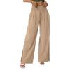 XUNRYAN Women's Cotton Linen Wide Leg Pants Summer Casual High Waisted Boho Palazzo Pants Baggy Lounge Trousers w Pockets view 3